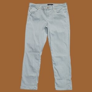 Level 99 Mid Rise Lily Roll-Up Crop Jeans Mint Green Size 31